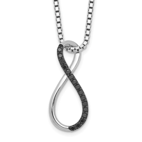 Sterling Silver Black Diamond Necklace-WBC-QP2377