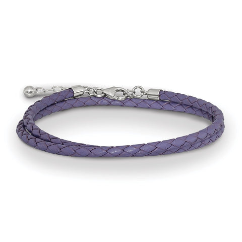 SS Reflections Purple Leather 14in w/2in ext Choker/Wrap Bracelet-WBC-QRS4049PURP-14