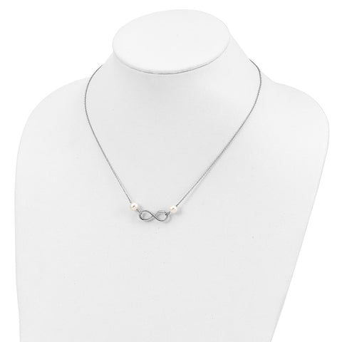 Sterling Silver Antiqued Freshwater Cultured Pearl Endless Love Necklace-WBC-QSX634