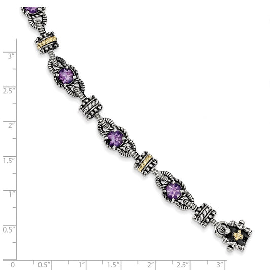 Sterling Silver w/14k Amethyst Bracelet-WBC-QTC400