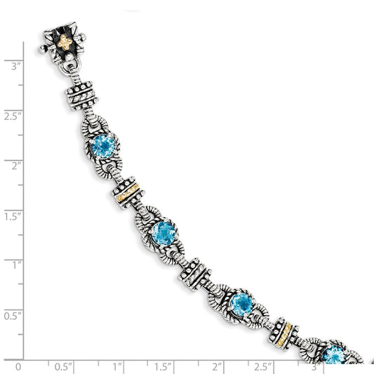 Sterling Silver w/14k Swiss Blue Topaz Bracelet-WBC-QTC401