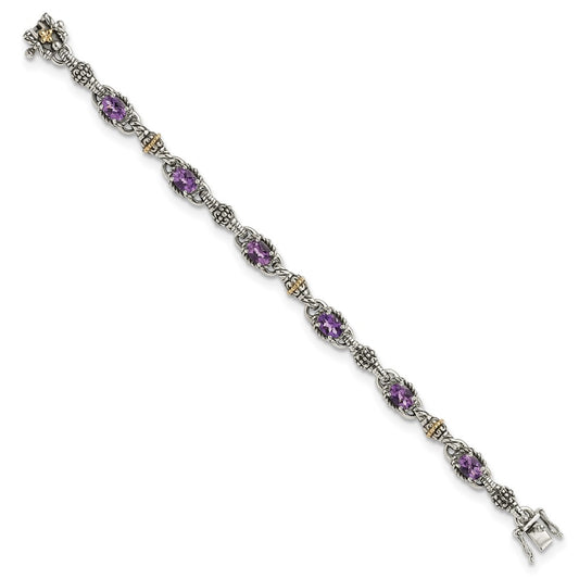 Sterling Silver w/14k Amethyst Bracelet-WBC-QTC406