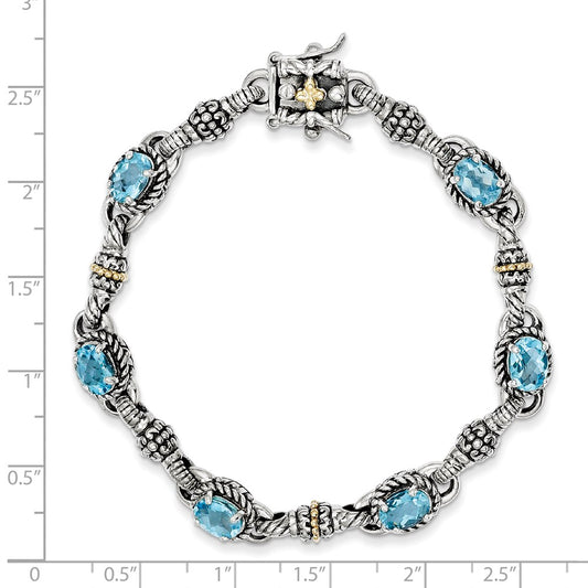 Sterling Silver w/14k Swiss Blue Topaz Bracelet-WBC-QTC407