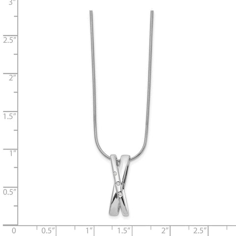 SS White Ice .03ct. Diamond Crossover Necklace-WBC-QW168-18