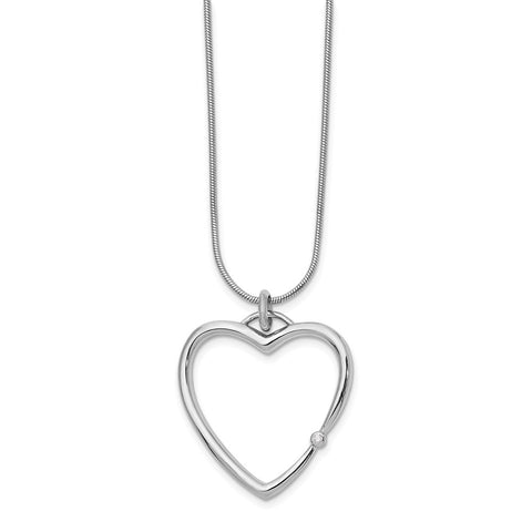 SS White Ice .01ct. Diamond Heart Necklace-WBC-QW270-18