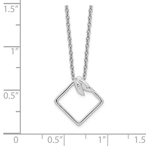 SS White Ice .015ct. Diamond Necklace-WBC-QW454-18