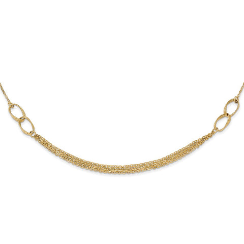 14k Polished and Textured Fancy Link Necklace-WBC-SF2226-17.75