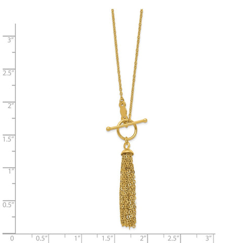14K Cable Chain Tassel Toggle Necklace-WBC-SF2297-18