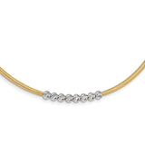 14K Two-tone D/C Beads Stretch Mesh Necklace-WBC-SF2683-17.25