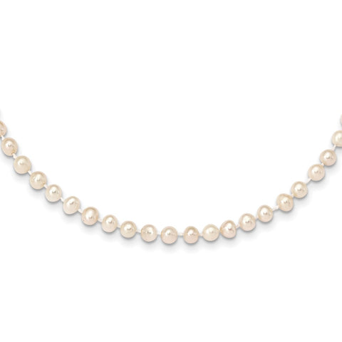 14k 4-5mm White Near Round Freshwater Cultured Pearl Necklace-WBC-WPN040-24