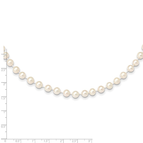 14k 5-6mm White Near Round Freshwater Cultured Pearl Necklace-WBC-WPN050-28