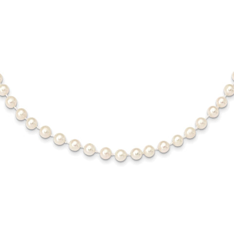 14k 5-6mm White Near Round Freshwater Cultured Pearl Necklace-WBC-WPN050-28