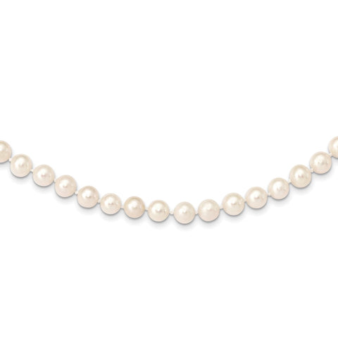 14k 7-8 mm White Near Round Freshwater Cultured Pearl Necklace-WBC-WPN070-28