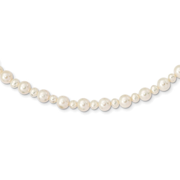 14k White Gold 5-8mm White Near Round Freshwater Cultured Pearl Necklace-WBC-XF573-18