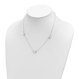 14K Polished FWC Pearl and Bead 3 Station 16in w/2 in ext. Necklace-WBC-XF773-16