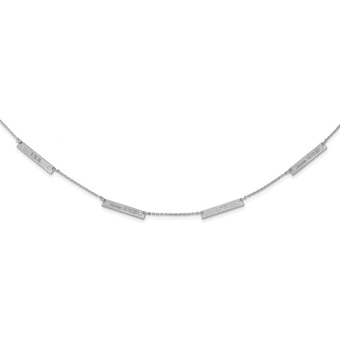 Sterling Silver/Rhodium-plated Brushed 4 Station with Diamond Necklace-WBC-XNA1177/4SS