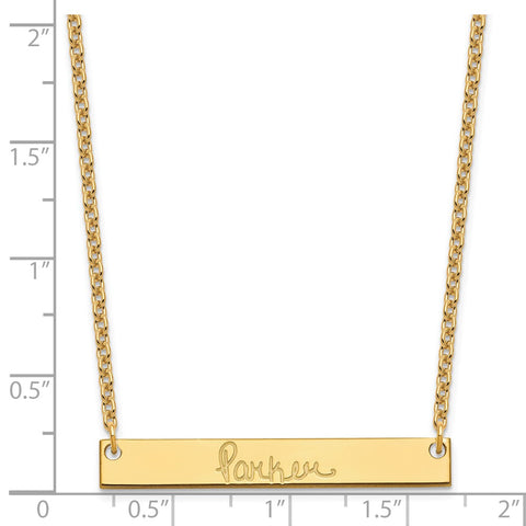 Sterling Silver/Gold-plated Medium Polished Signature Bar Necklace-WBC-XNA1274GP