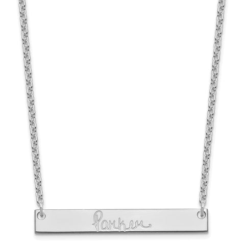 Sterling Silver/Rhodium-plated Medium Polished Signature Bar Necklace-WBC-XNA1274SS