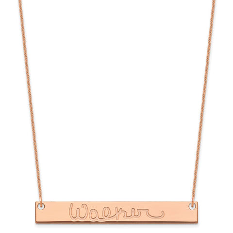 14K Rose Gold Large Polished Signature Bar Necklace-WBC-XNA1275R