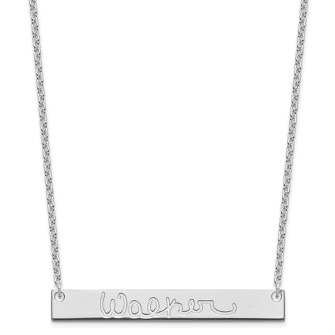 Sterling Silver/Rhodium-plated Large Polished Signature Bar Necklace-WBC-XNA1275SS