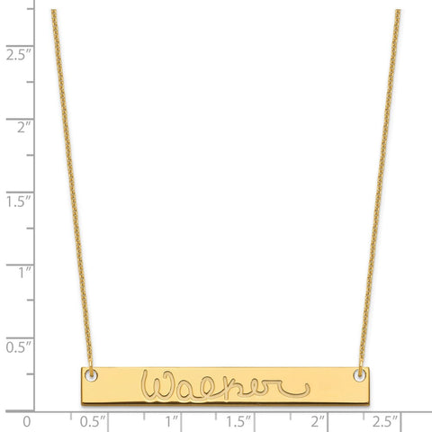 14K Large Polished Signature Bar Necklace-WBC-XNA1275Y