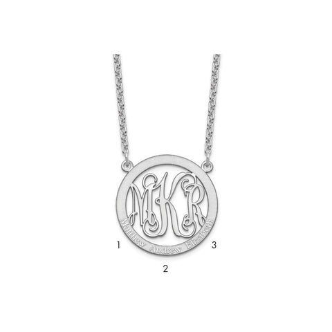 Sterling Silver/Rhodium-plated Small Family Monogram Necklace-WBC-XNA569SS