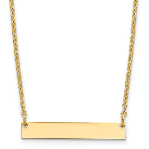 Sterling Silver/Gold-plated Small Polished Blank Bar Necklace-WBC-XNA637GP