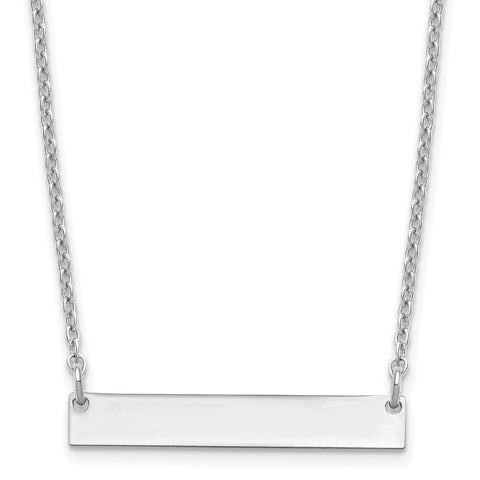 Sterling Silver/Rhodium-plated Small Polished Blank Bar Necklace-WBC-XNA637SS