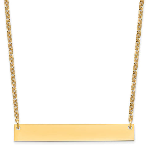 Sterling Silver/Gold-plated Large Polished Blank Bar Necklace-WBC-XNA639GP