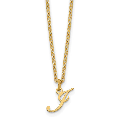 Sterling Silver Gold-plated Letter J Initial Necklace-WBC-XNA756GP/J