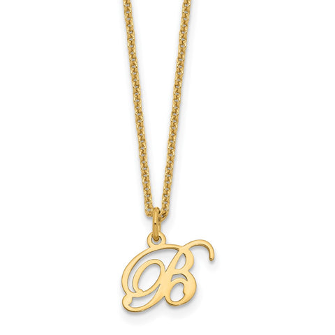 14KY Letter B Initial Necklace-WBC-XNA756Y/B