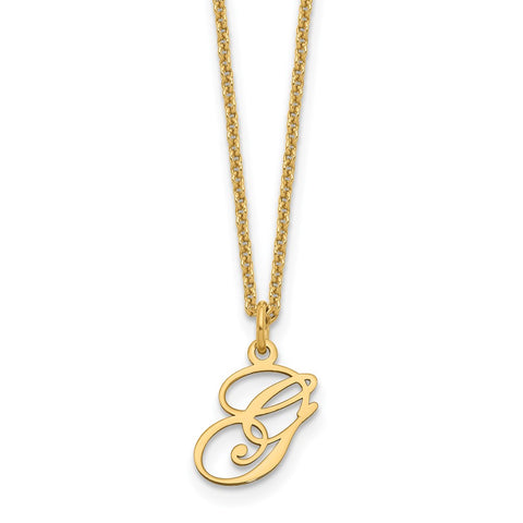 14ky Letter G Initial Necklace-WBC-XNA756Y/G