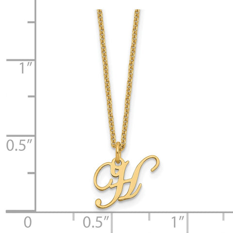 14ky Letter H Initial Necklace-WBC-XNA756Y/H
