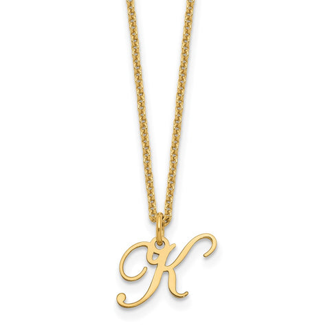 14ky Letter K Initial Necklace-WBC-XNA756Y/K