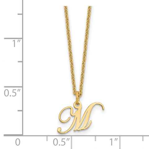 14ky Letter M Initial Necklace-WBC-XNA756Y/M