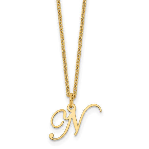 14ky Letter N Initial Necklace-WBC-XNA756Y/N
