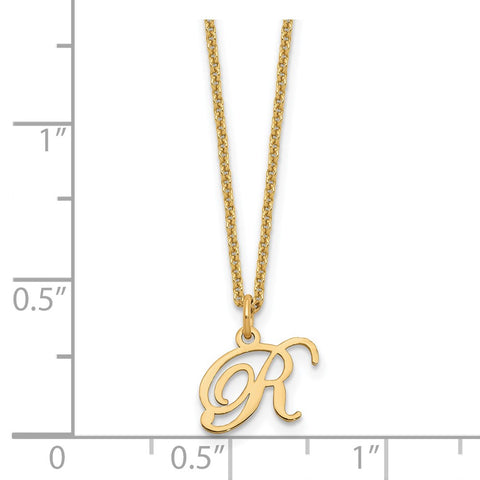 14ky Letter R Initial Necklace-WBC-XNA756Y/R