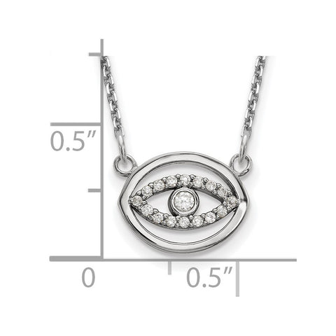 14k White Gold Small Necklace Diamond Gold Halo Evil Eye-WBC-XP5038WA