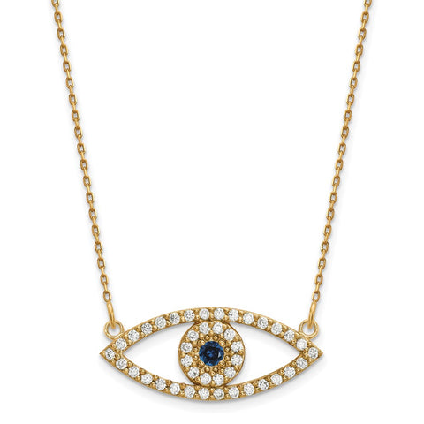 14k Medium Necklace Diamond and Sapphire Evil Eye-WBC-XP5045S/A