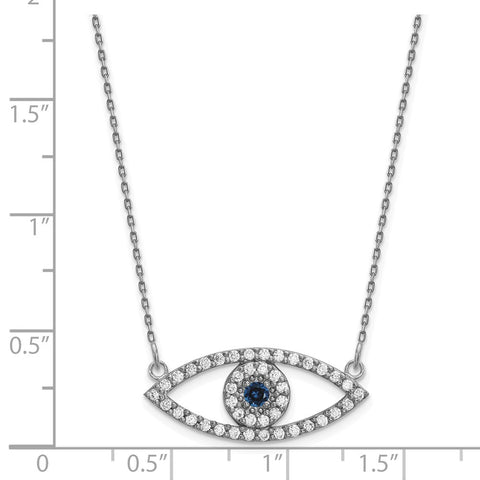 14k White Gold Medium Necklace Diamond and Sapphire Evil Eye-WBC-XP5045WS/A