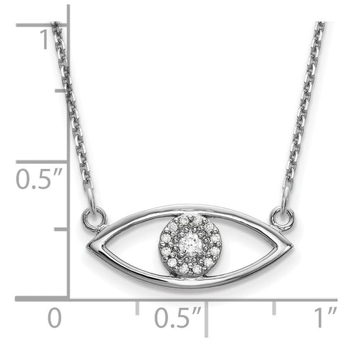 14k White Gold Small Diamond Evil Eye Necklace-WBC-XP5046WAAA