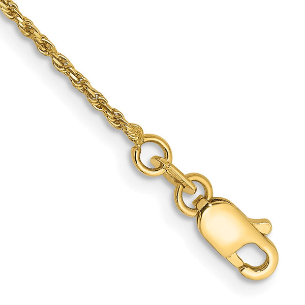 14K 8 inch 1.15mm Diamond-cut Machine Made Rope with Lobster Clasp Chain -WBC