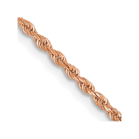 14K Rose Gold 14 inch 1.5mm Diamond-cut Rope with Lobster Clasp Chain -WBC