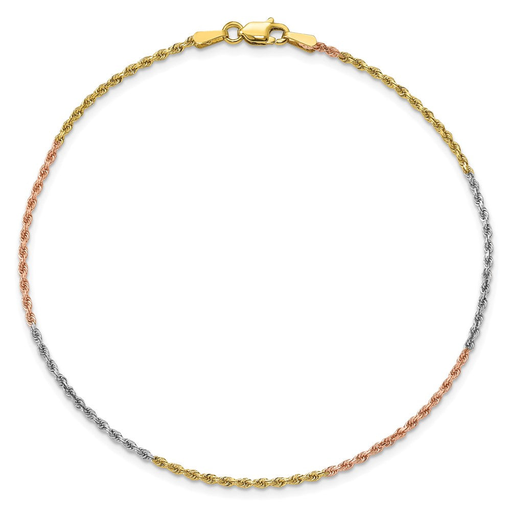 Tri-colored Diamond-cut Rope with Lobster Clasp Anklet - WBC