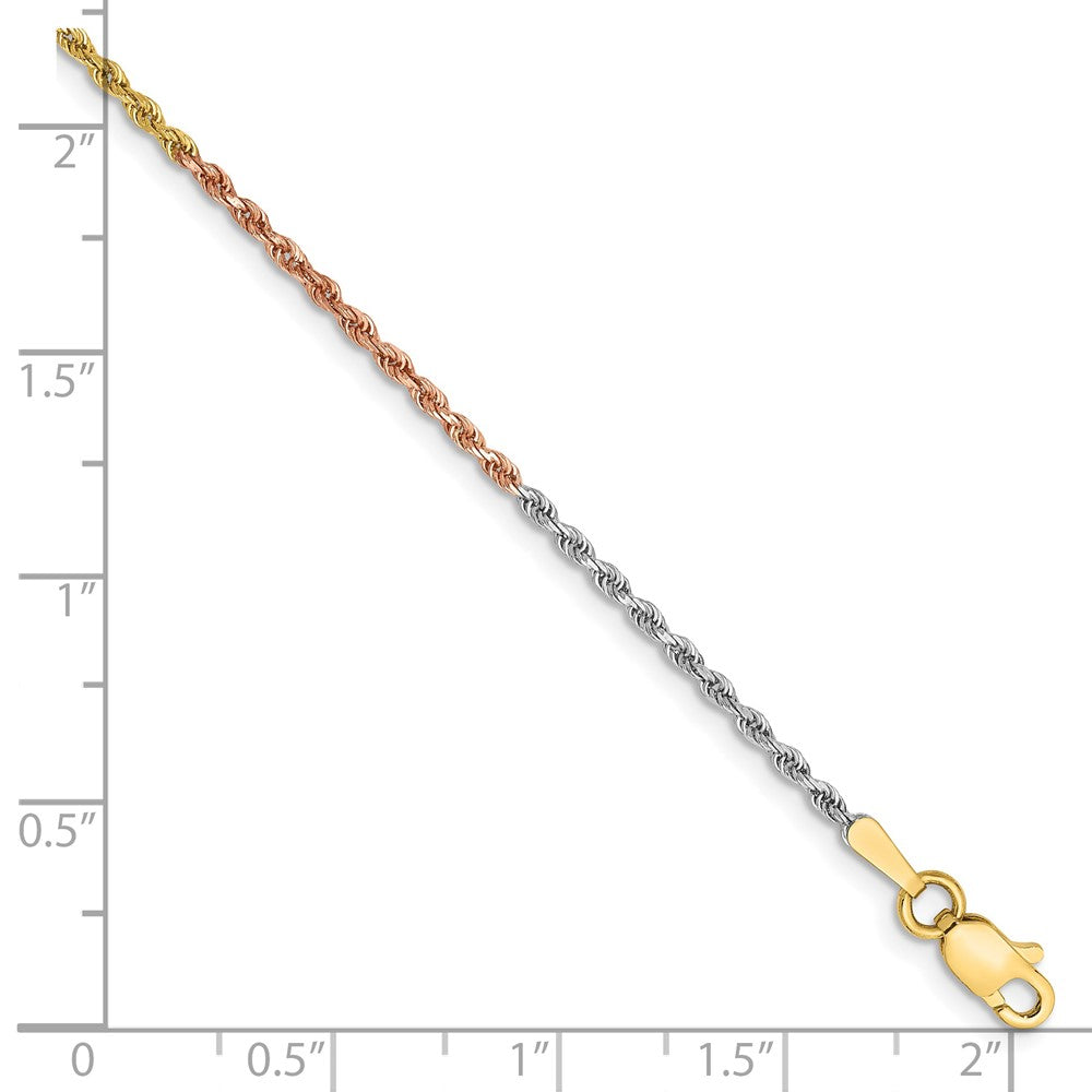 Tri-colored Diamond-cut Rope with Lobster Clasp Anklet - WBC