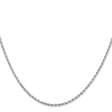 14K White Gold 28 inch 1.5mm Diamond-cut Rope with Lobster Clasp Chain