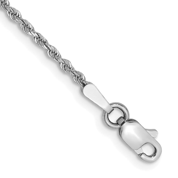 14K White Gold 5.5 inch 1.5mm Diamond-cut Rope with Lobster Clasp Chain -WBC