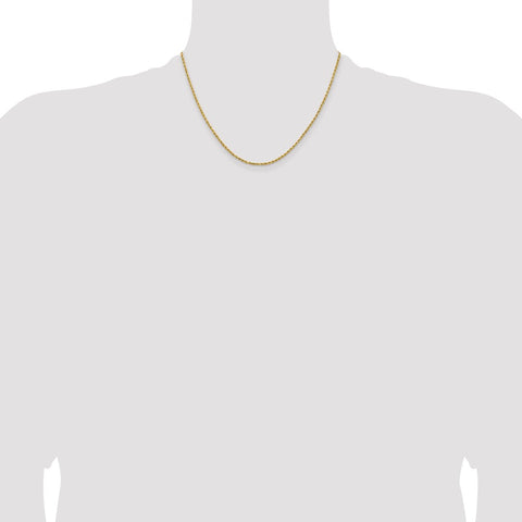 14k 1.8mm Lightweight D/C Rope with Lobster Clasp Chain