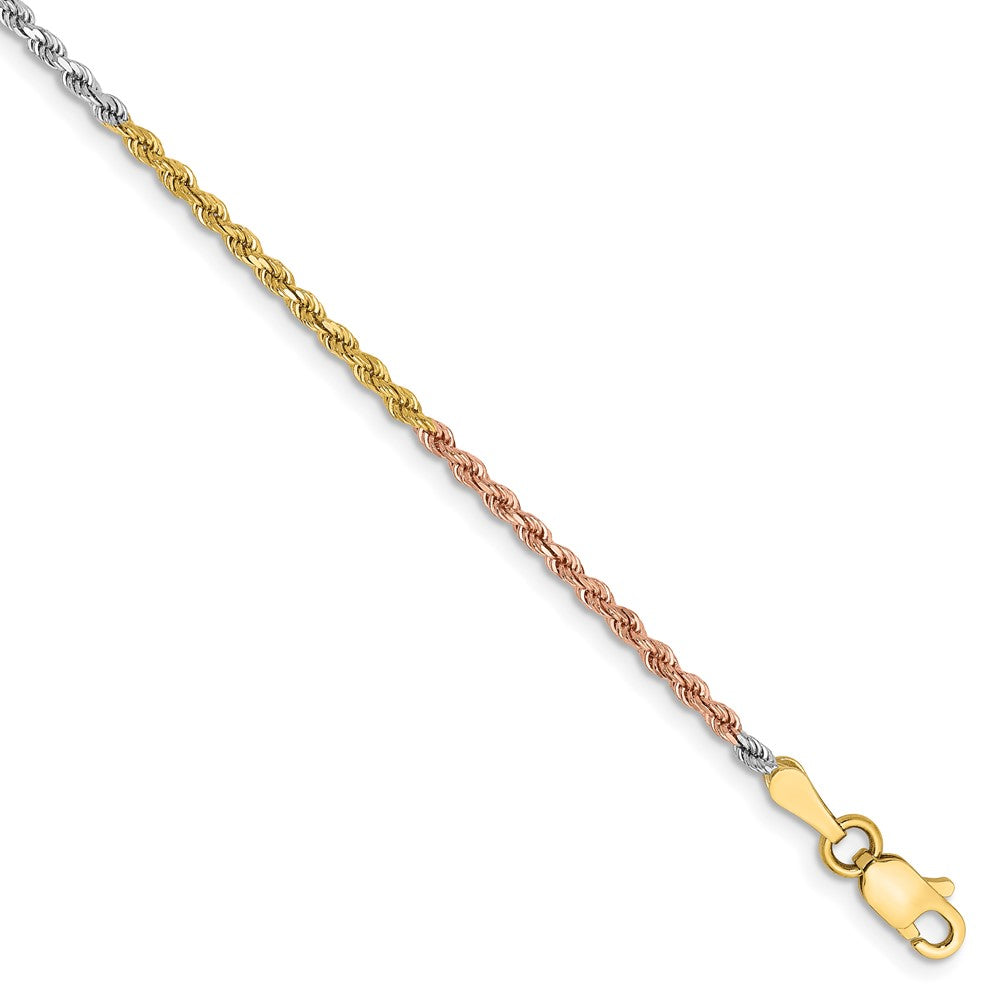 Tri-colored Diamond-cut Rope with Lobster Clasp Anklet - WBC