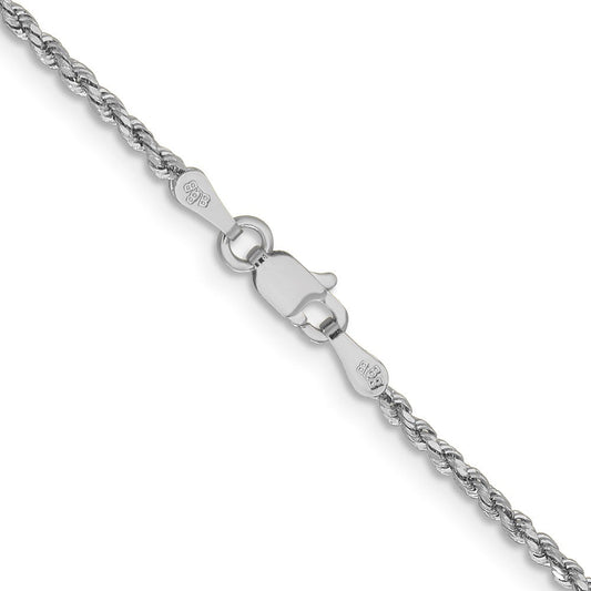 14K White Gold Lightweight Diamond-Cut Rope with Lobster Clasp Chain